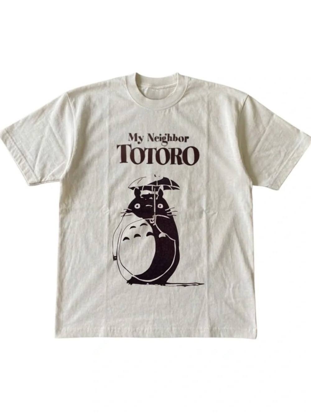White Tee with Dark Brown My Neighbor Totoro Graphic